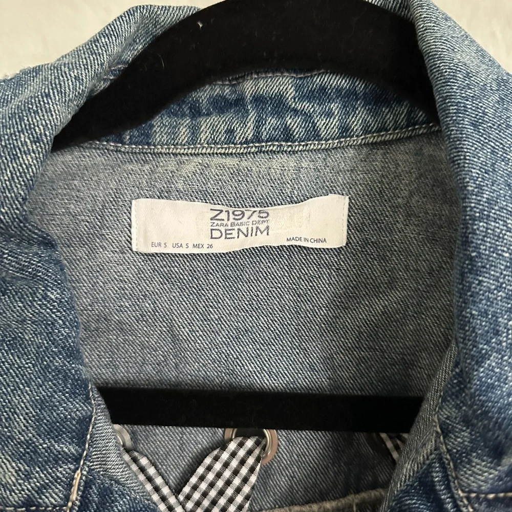 Zara Light Blue Denim‎ Jacket with Ribbons
